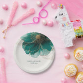 Teal Floral Gold Wedding Pappteller (Party)