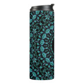 Teal Floral Mandala Monogram Thermosbecher (Nach links gedreht)