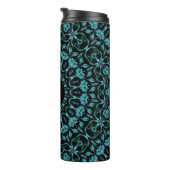 Teal Floral Mandala Monogram Thermosbecher (Nach rechts gedreht)