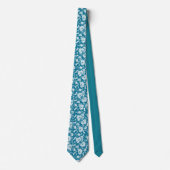 Teal Floral Pattern Custom Necktie Krawatte (Vorderseite)