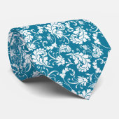 Teal Floral Pattern Custom Necktie Krawatte (Gerollt)