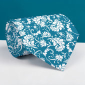 Teal Floral Pattern Custom Necktie Krawatte