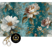Teal Floral Seamless Decoupage Seidenpapier