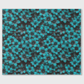 Teal Floral Wrapping Paper on Black Geschenkpapier (Flach)