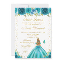 Teal Florale Blondhaarige Prinzessin Sweet Sixteen