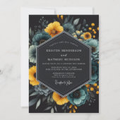 Teal Florale Kunst Hochzeit Einladung (Vorderseite)