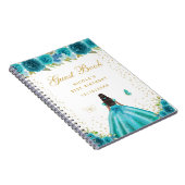 Teal Florale Prinzessin mit dunkler Haut zum Gebur Notizblock (Rechte Seite)