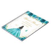 Teal Florale Prinzessin mit dunkler Haut zum Gebur Notizblock (Linke Seite)