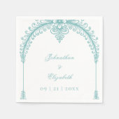 Teal  French Flourish Arch Serviette (Vorderseite)