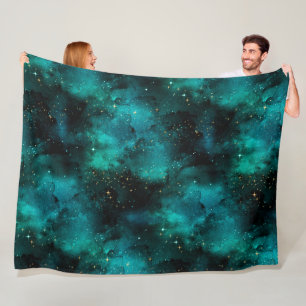 Teal Galaxy Serie Design 1 Fleecedecke