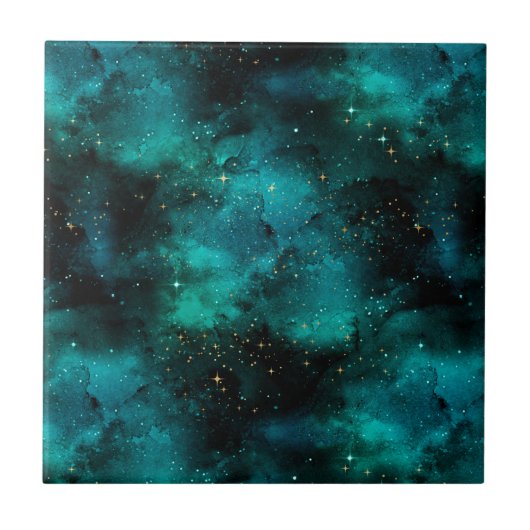 Teal Galaxy Series Design 1 Fliese (Vorderseite)