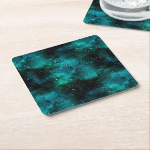 Teal Galaxy Series Design 1 Rechteckiger Pappuntersetzer