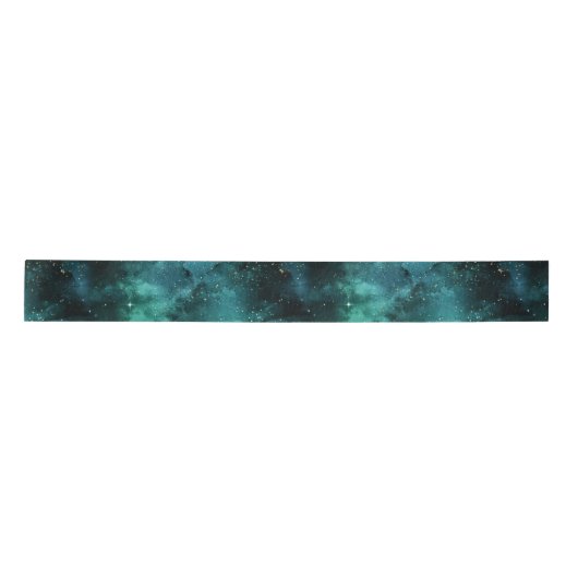Teal Galaxy Series Design 1 Satinband (Vorderseite)