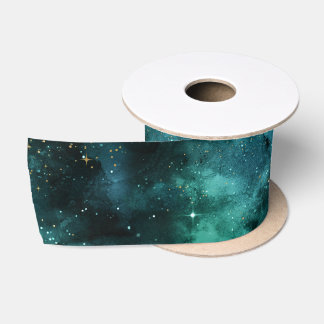 Teal Galaxy Series Design 1 Satinband
