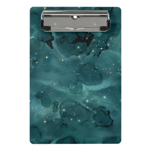 Teal Galaxy Series Design 2 Mini Klemmbrett (Vorderseite)