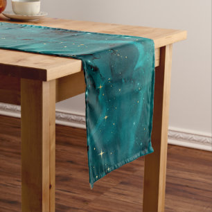 Teal Galaxy Series Design 2 Mittelgroßer Tischläufer