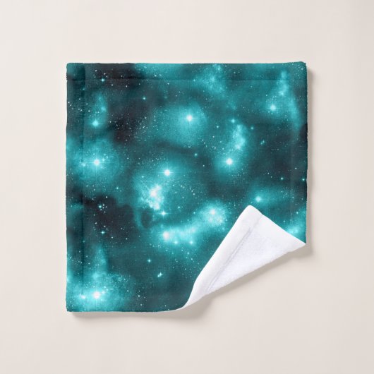 Teal Galaxy Series Design 3 Badhandtuch Set (Waschlappen)