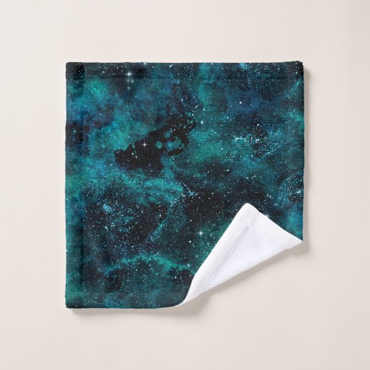 Teal Galaxy Series Design 4 Badhandtuch Set (Waschlappen)