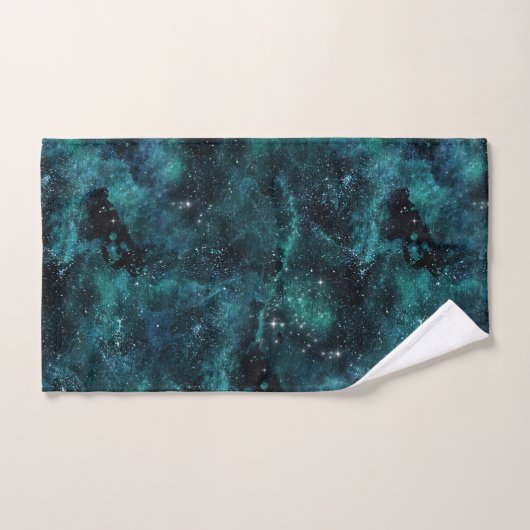 Teal Galaxy Series Design 4 Badhandtuch Set (Handtuch)