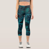 Teal Galaxy Series Design 4 Capri Leggings (Vorderseite)