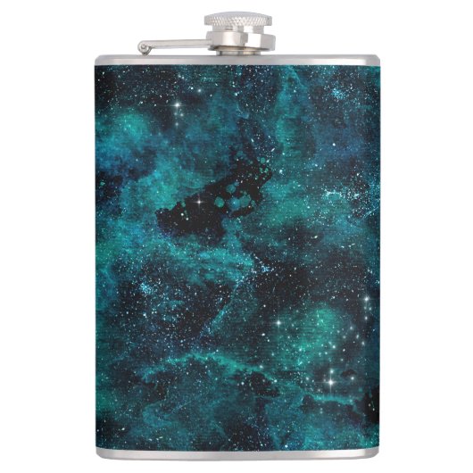 Teal Galaxy Series Design 4 Flachmann (Vorderseite)