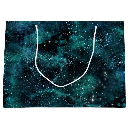 Teal Galaxy Series Design 4 Große Geschenktüte (Vorderseite)