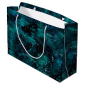 Teal Galaxy Series Design 4 Große Geschenktüte (Rückseite Schrägansicht)
