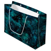 Teal Galaxy Series Design 4 Große Geschenktüte (Vorderseite Schrägansicht)
