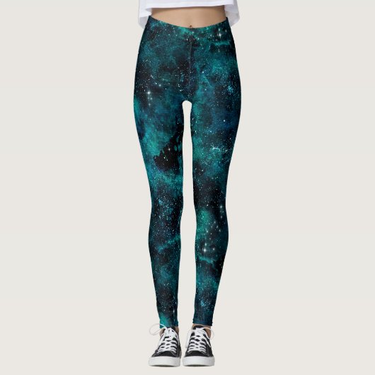 Teal Galaxy Series Design 4 Leggings (Vorderseite)