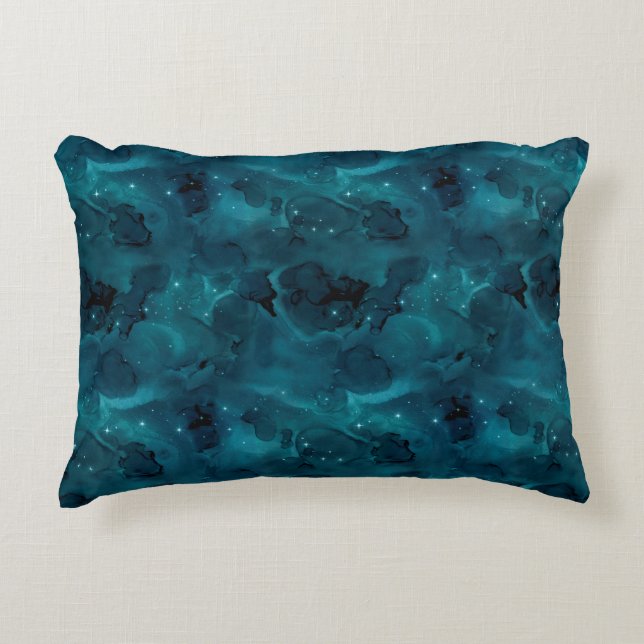 Teal Galaxy Series Design 5 Dekokissen (Vorderseite)
