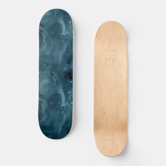 Teal Galaxy Series Design 5 Skateboard (Vorderseite)