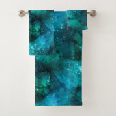 Teal Galaxy Series Design 6 Badhandtuch Set (Insitu)