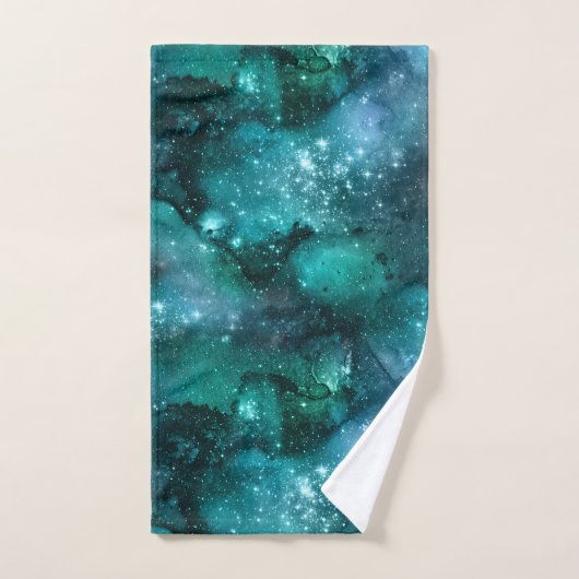 Teal Galaxy Series Design 6 Badhandtuch Set (Handtuch)
