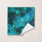Teal Galaxy Series Design 6 Badhandtuch Set (Waschlappen)
