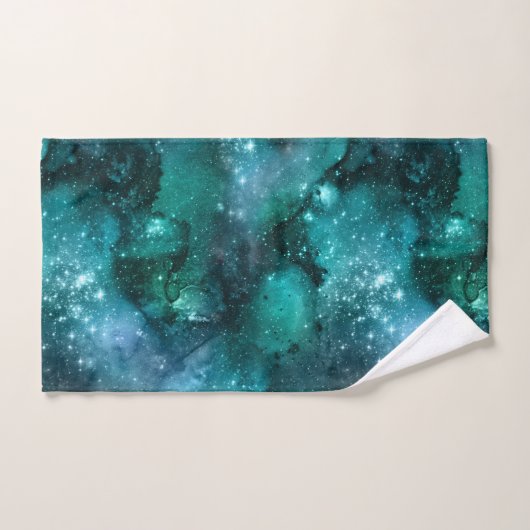 Teal Galaxy Series Design 6 Badhandtuch Set (Handtuch)