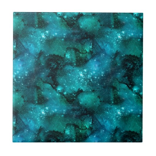 Teal Galaxy Series Design 6 Fliese (Vorderseite)