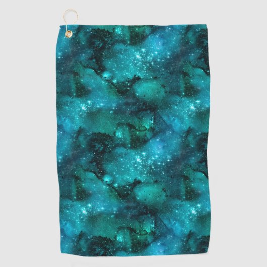 Teal Galaxy Series Design 6 Golfhandtuch (Vorderseite)