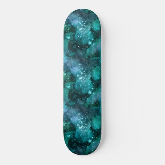 Teal Galaxy Series Design 6 Skateboard (Vorderseite)