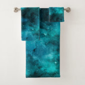 Teal Galaxy Series Design 7 Badhandtuch Set (Insitu)