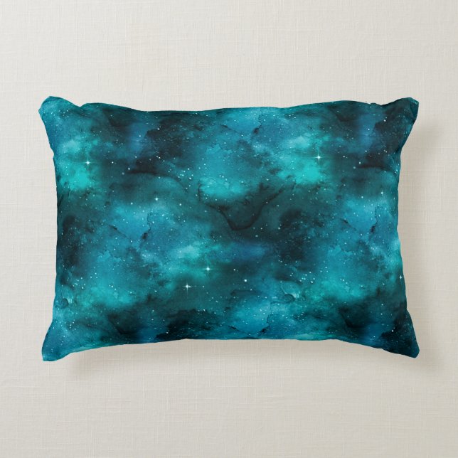 Teal Galaxy Series Design 7 Dekokissen (Vorderseite)