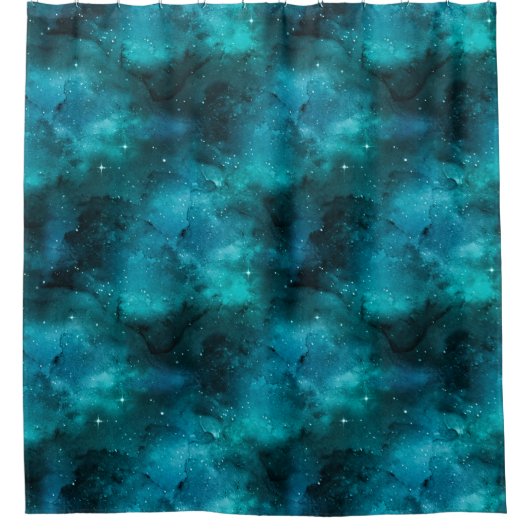 Teal Galaxy Series Design 7 Duschvorhang (Vorderseite)