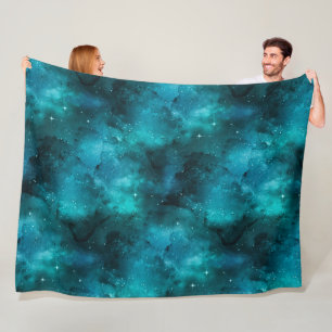Teal Galaxy Series Design 7 Fleecedecke