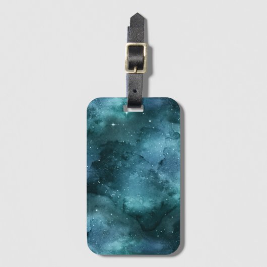 Teal Galaxy Series Design 7 Gepäckanhänger (Vorderseite Vertikal)