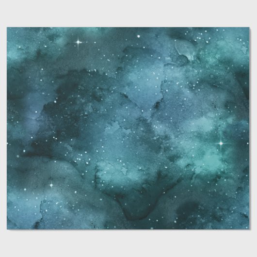 Teal Galaxy Series Design 7 Geschenkpapier (Flach)