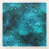 Teal Galaxy Series Design 7 Glasuntersetzer (Vorderseite)