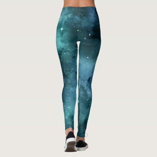 Teal Galaxy Series Design 7 Leggings (Rückseite)