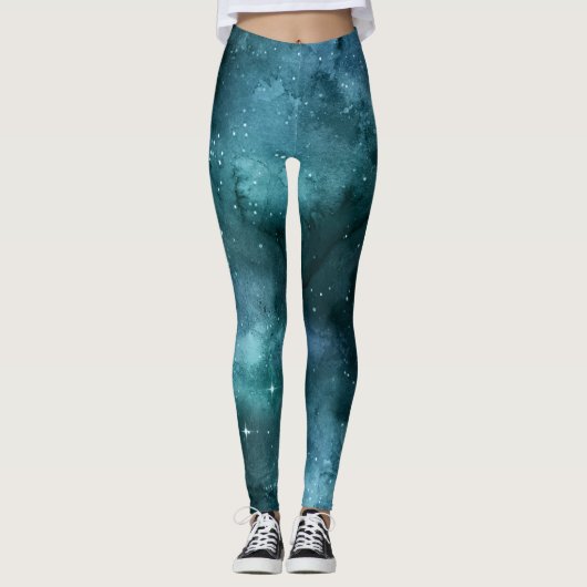 Teal Galaxy Series Design 7 Leggings (Vorderseite)