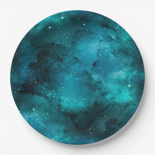 Teal Galaxy Series Design 7 Pappteller (Vorderseite)