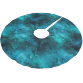 Teal Galaxy Series Design 7 Polyester Weihnachtsbaumdecke (Schrägansicht)