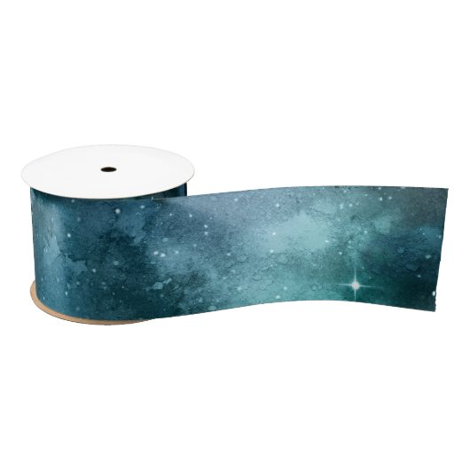 Teal Galaxy Series Design 7 Satinband (Spule)